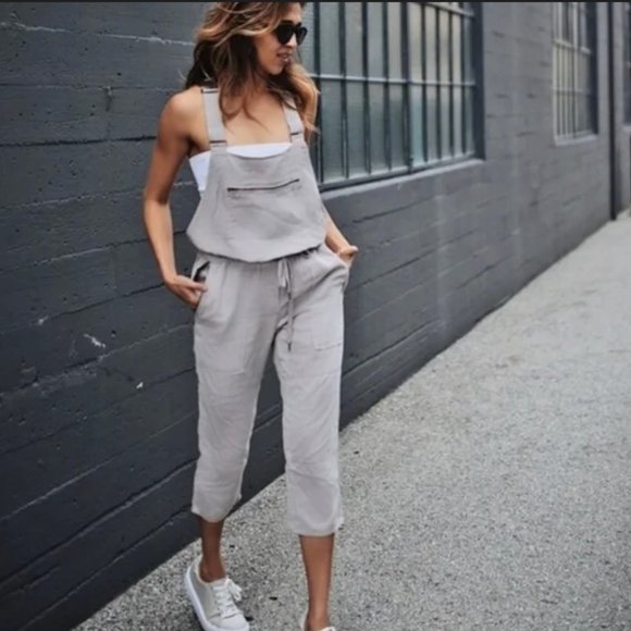 Valletta Aritzia Moto Overalls in Light Gray - Picture 3 of 6